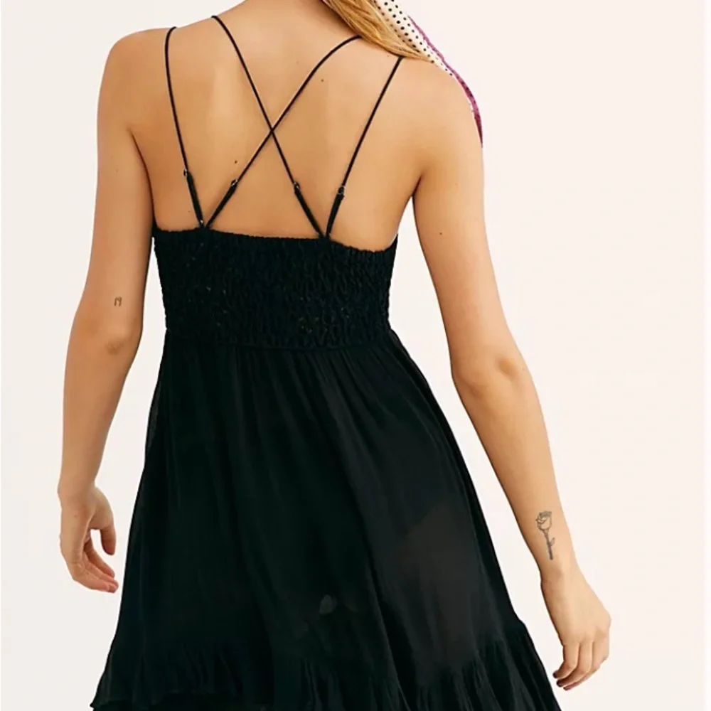 Free People One- Adella Slip Black Size Small EUC